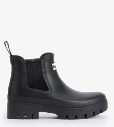Barbour Wilton Black Rubber Welly Boots In Multi