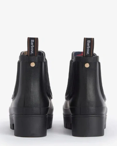 Barbour Wilton Black Rubber Welly Boots In Multi