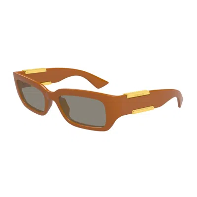 Bottega Veneta Bv1406s Linea Ribbon 004 Brown Grey Sunglasses In Brown
