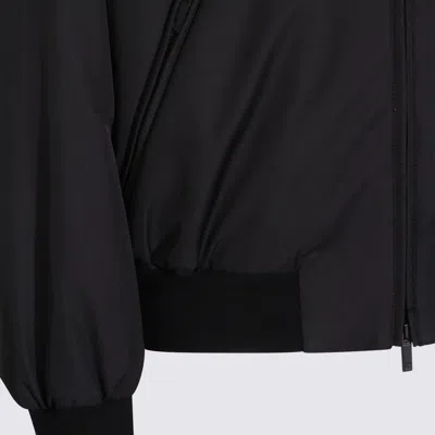 Giorgio Armani High Collar Jacket With Ribbed Cuffs And Pockets In Black