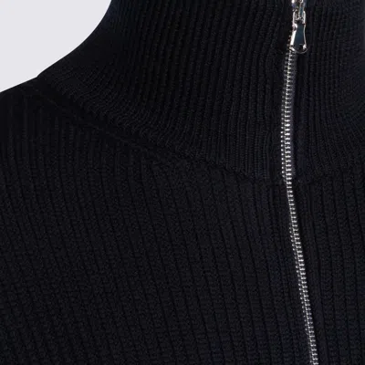 Seven Gauge Dark Blue Wool Knitwear In Black