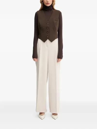 Guess Usa Button Chest-pocket Vest In Brown