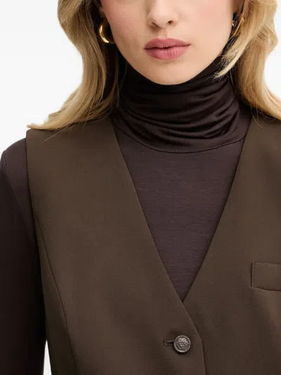 Guess Usa Button Chest-pocket Vest In Brown