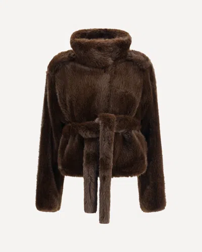 Darkpark Hunter Faux Fur Jacket In Brown