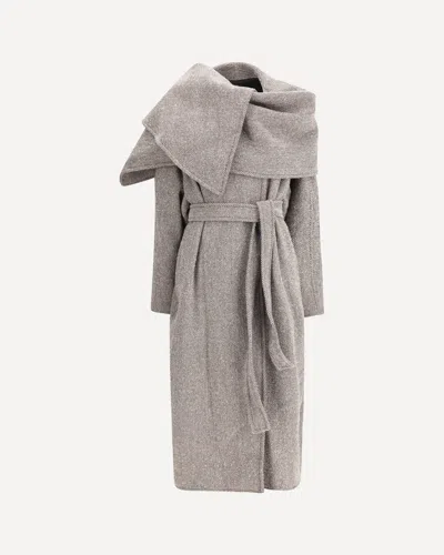 Ferragamo Oversized Asymmetric Coat In Gray