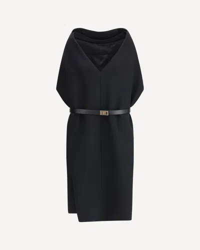 Ferragamo Women Belted Midi Dress In Black