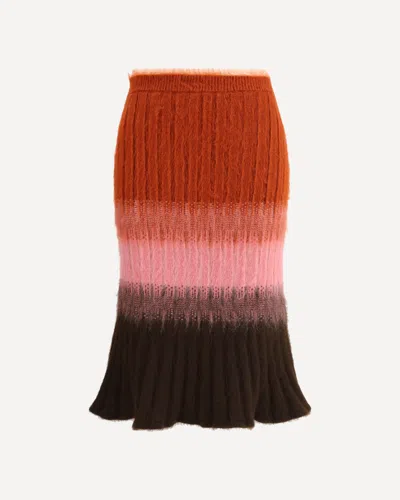 Fendi Gradient Mohair And Wool High-waisted Midi Skirt Clothing In Multi