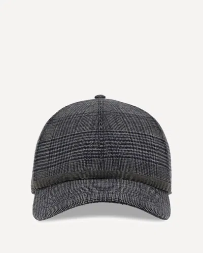 Brunello Cucinelli Women Prince Of Wales Fabric Baseball Hat With Shiny Band In Gray