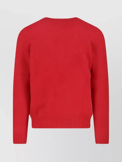 Drumohr Ribbed Crewneck Sweater Fitted Shape In Red