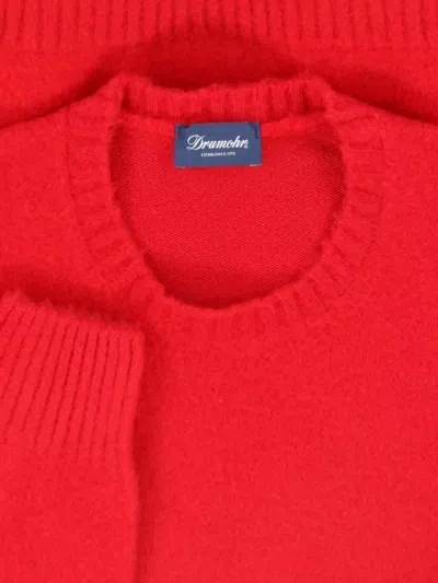 Drumohr Ribbed Crewneck Sweater Fitted Shape In Red