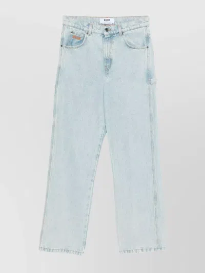 Msgm Straight Leg Denim Trousers With Belt Loops In Blue