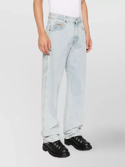 Msgm Straight Leg Denim Trousers With Belt Loops In Blue