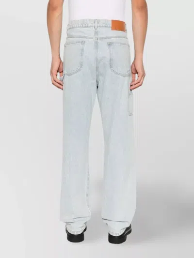 Msgm Straight Leg Denim Trousers With Belt Loops In Blue