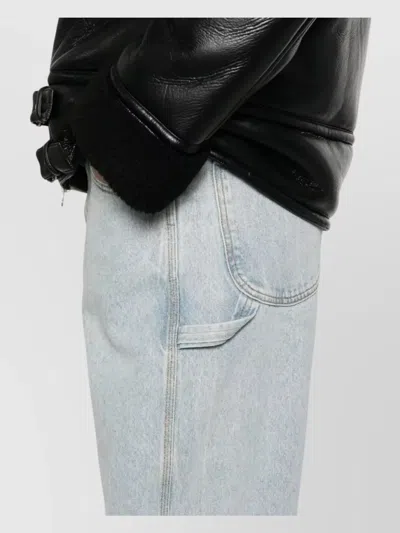 Msgm Straight Leg Denim Trousers With Belt Loops In Blue
