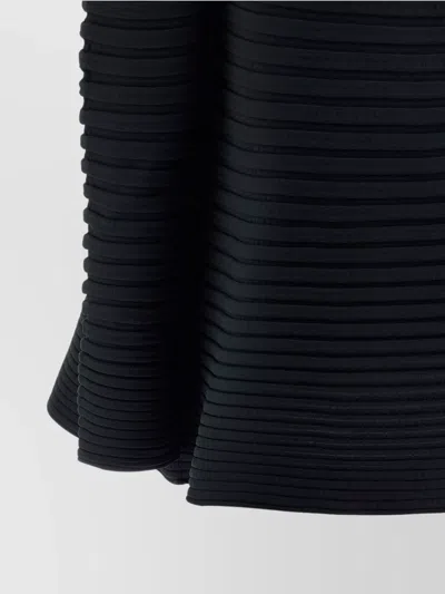 Issey Miyake Long Sleeve High Neck Flared Hem Top In Blue