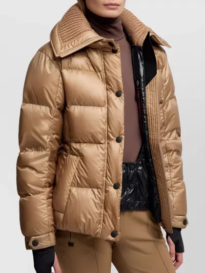 Moncler Bataillouse Belted Down Ski Jacket Clothing In Brown