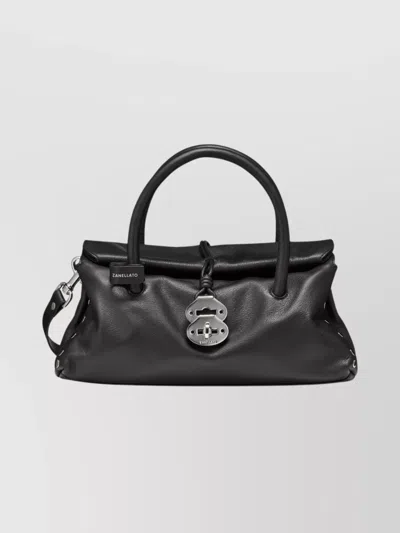 Zanellato Small Handmade Leather Shoulder Bag In Black
