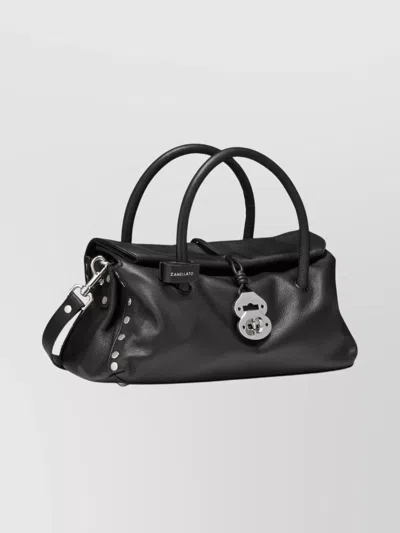 Zanellato Small Handmade Leather Shoulder Bag In Black