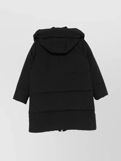 Moorer Long Hooded Padded Quilted Coat In Black