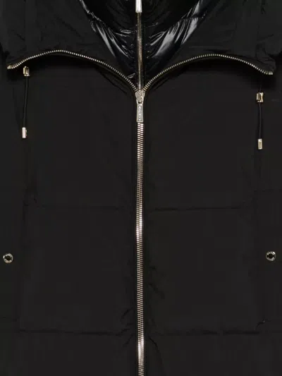 Moorer Long Hooded Padded Quilted Coat In Black
