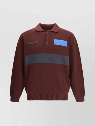 Gr10k Color Block Long Sleeve Knit Jacket In Brown