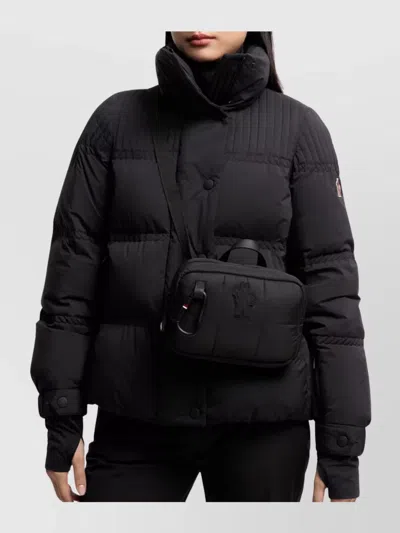 Moncler Quilted Nylon Shoulder Bag With Adjustable Strap In Black