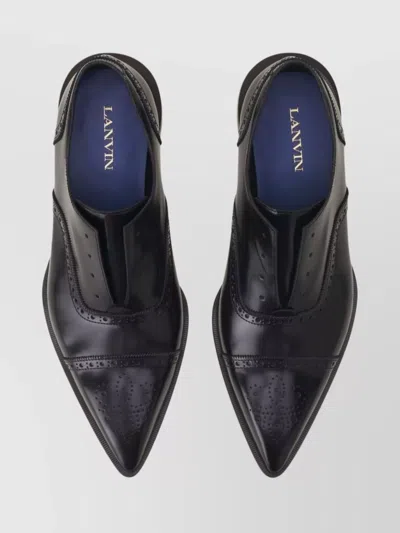 Lanvin Brogue Oxford Shoe In Shiny Leather In Black