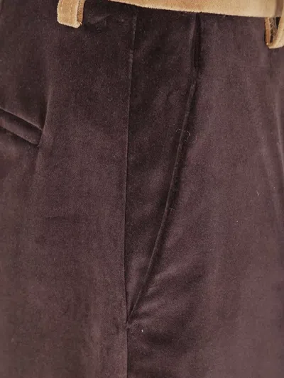 Marni Velvet Trousers With Pockets And Loops In Brown