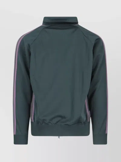 Needles Casual Jacket With Striped Sleeves And Pockets In Green