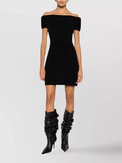 Givenchy Off-the-shoulder Ribbed Knee Length Dress In Black