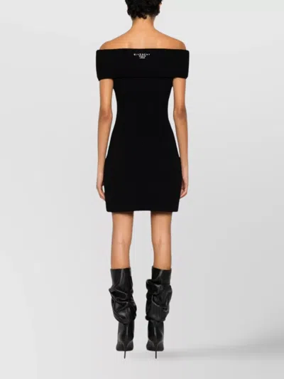Givenchy Off-the-shoulder Ribbed Knee Length Dress In Black