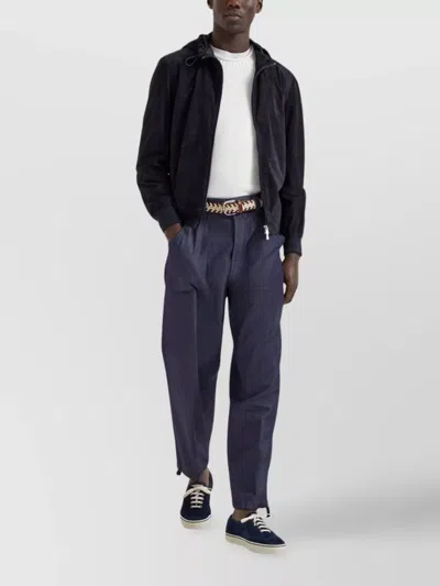 Brunello Cucinelli Suede Hooded Jacket Adjustable Drawstring In Black