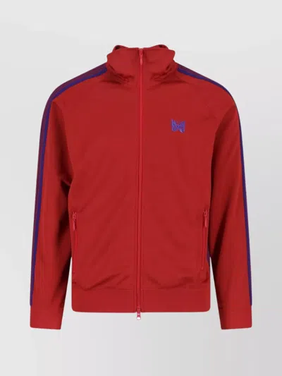Needles Logo-embroidered Striped Tech-jersey Track Jacket In Red