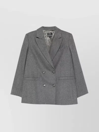 Apc A.p.c. A.p.c. Lucy Double-breasted Wool Blazer In Gray