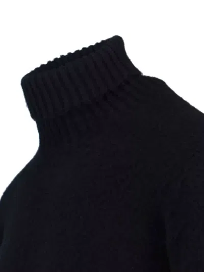 Drumohr Long Sleeve Turtleneck Fine Knit Sweater In Blue