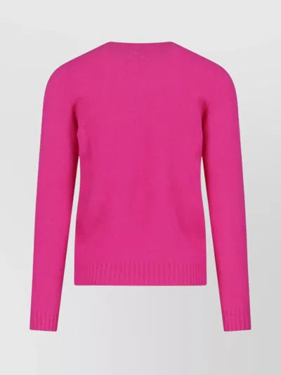 Drumohr Soft Textured Crew Neck Long Sleeve Sweater In Pink