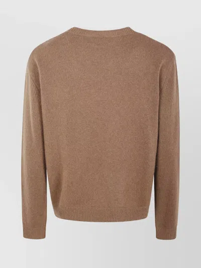 Marni Ribbed Cuff Crew Neck Knit Sweater In Neutral