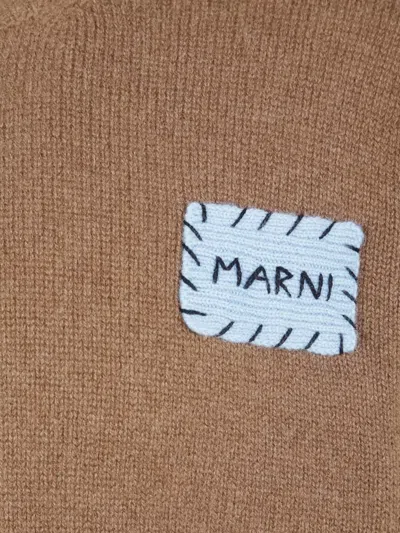 Marni Ribbed Cuff Crew Neck Knit Sweater In Neutral