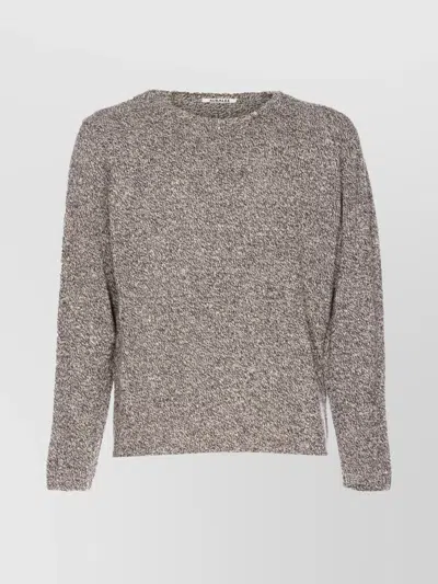Auralee Textured Knit Crewneck Sweater With Long Sleeves In Gray