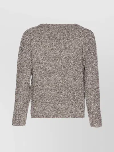 Auralee Textured Knit Crewneck Sweater With Long Sleeves In Gray