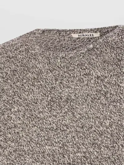 Auralee Textured Knit Crewneck Sweater With Long Sleeves In Gray