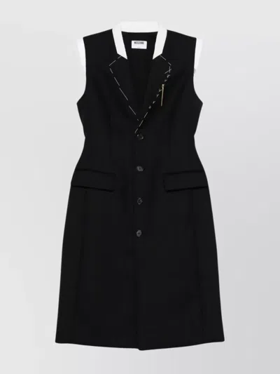 Moschino Stylish Sleeveless Dress Featuring Flap Pockets In Black