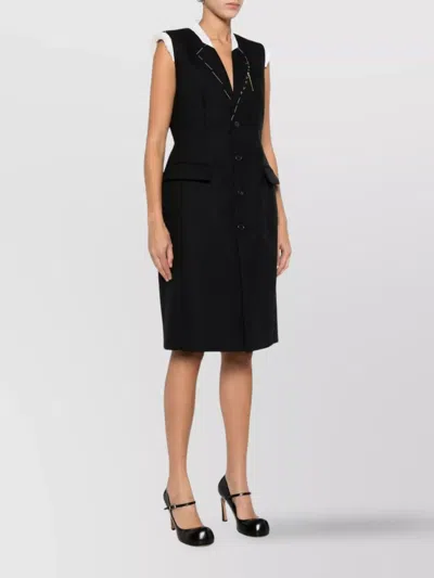 Moschino Stylish Sleeveless Dress Featuring Flap Pockets In Black