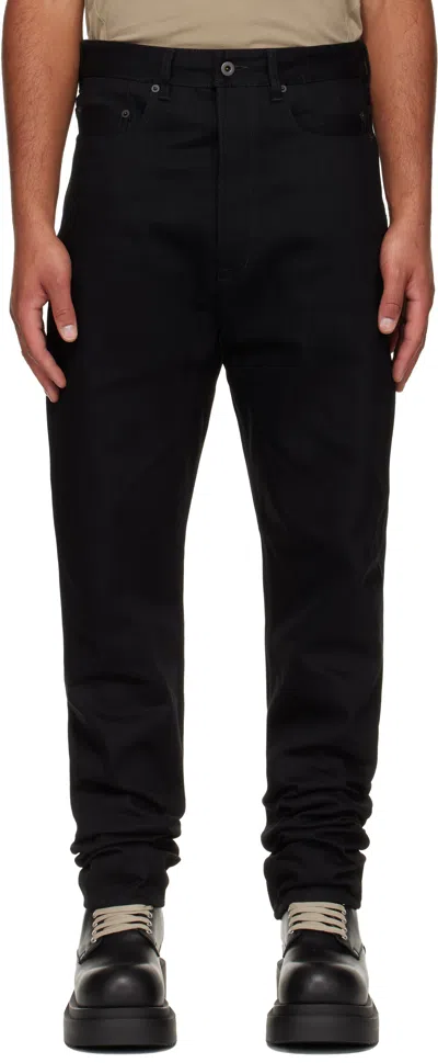 Rick Owens Drkshdw Concordians Collapse Long Jeans In Black