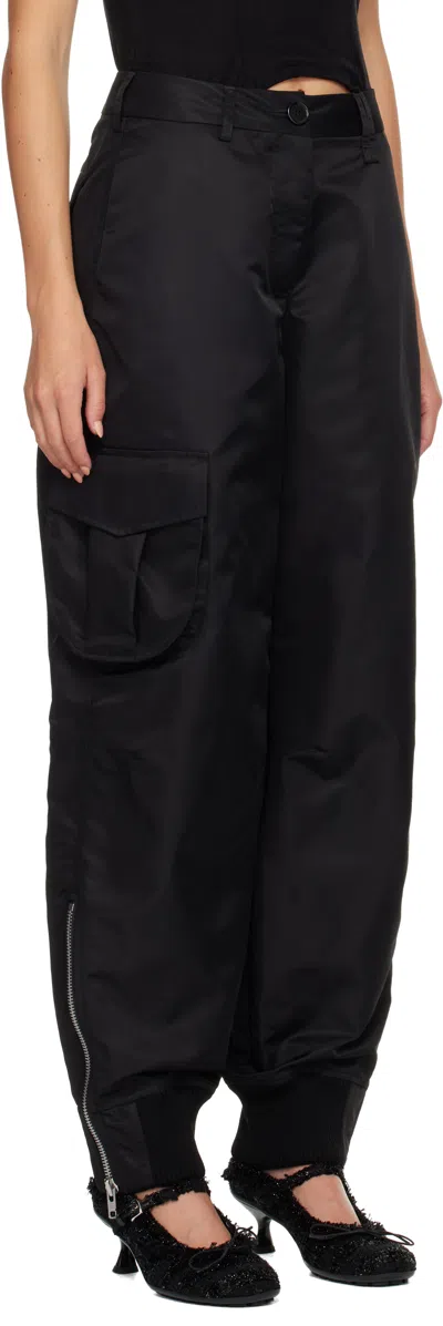 Simone Rocha Multi-pocket Ankle Zipper Casual Pants In Black