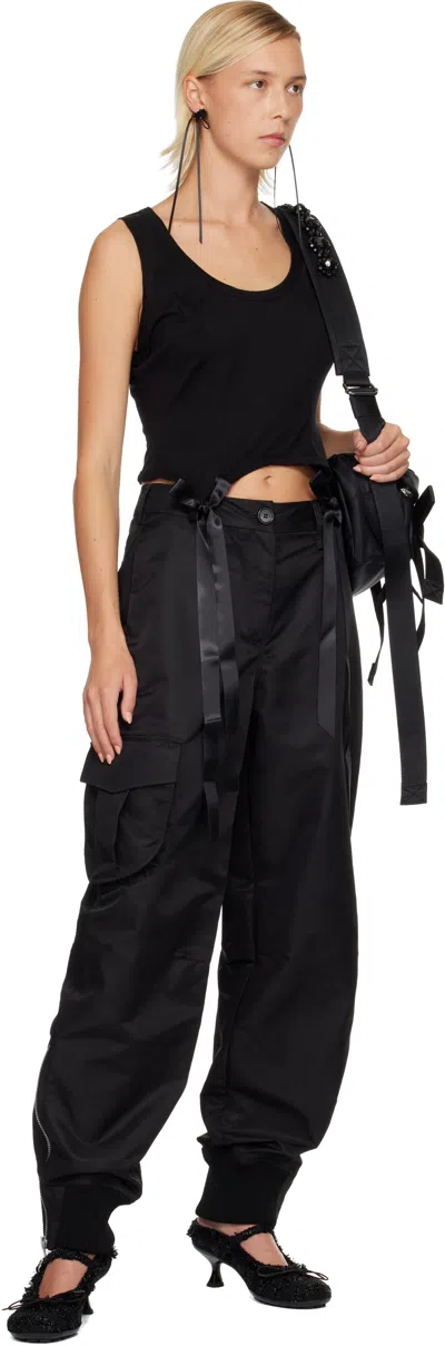 Simone Rocha Multi-pocket Ankle Zipper Casual Pants In Black