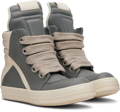 Rick Owens Gray Concordians Jumbolace Geobasket Sneakers In Neutral