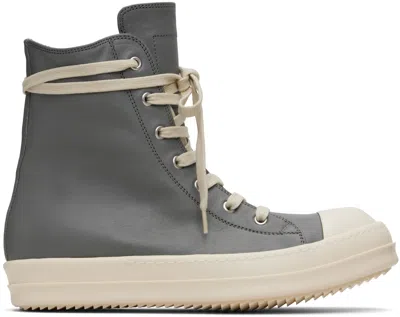 Rick Owens Zipped Leather High-top Sneakers In Multi