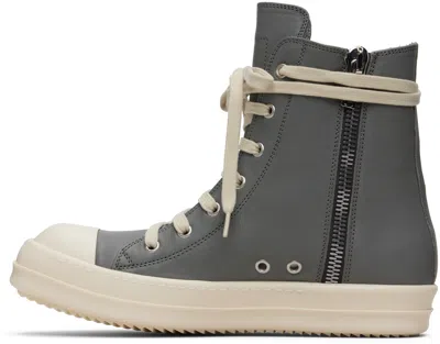 Rick Owens Zipped Leather High-top Sneakers In Multi
