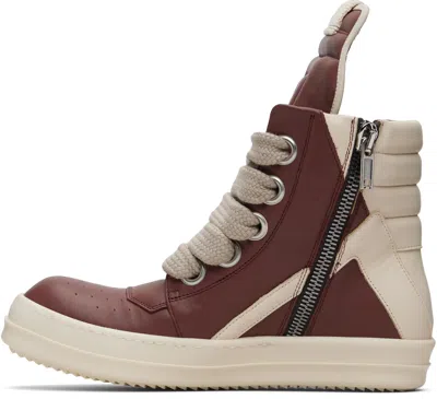 Rick Owens Pink Concordians Jumbolace Geobasket Sneakers In Brown